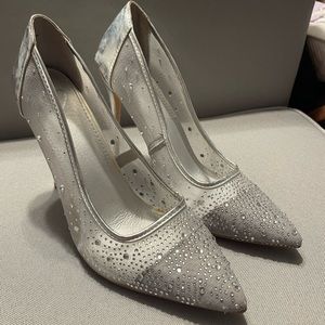 bedazzled silver heels